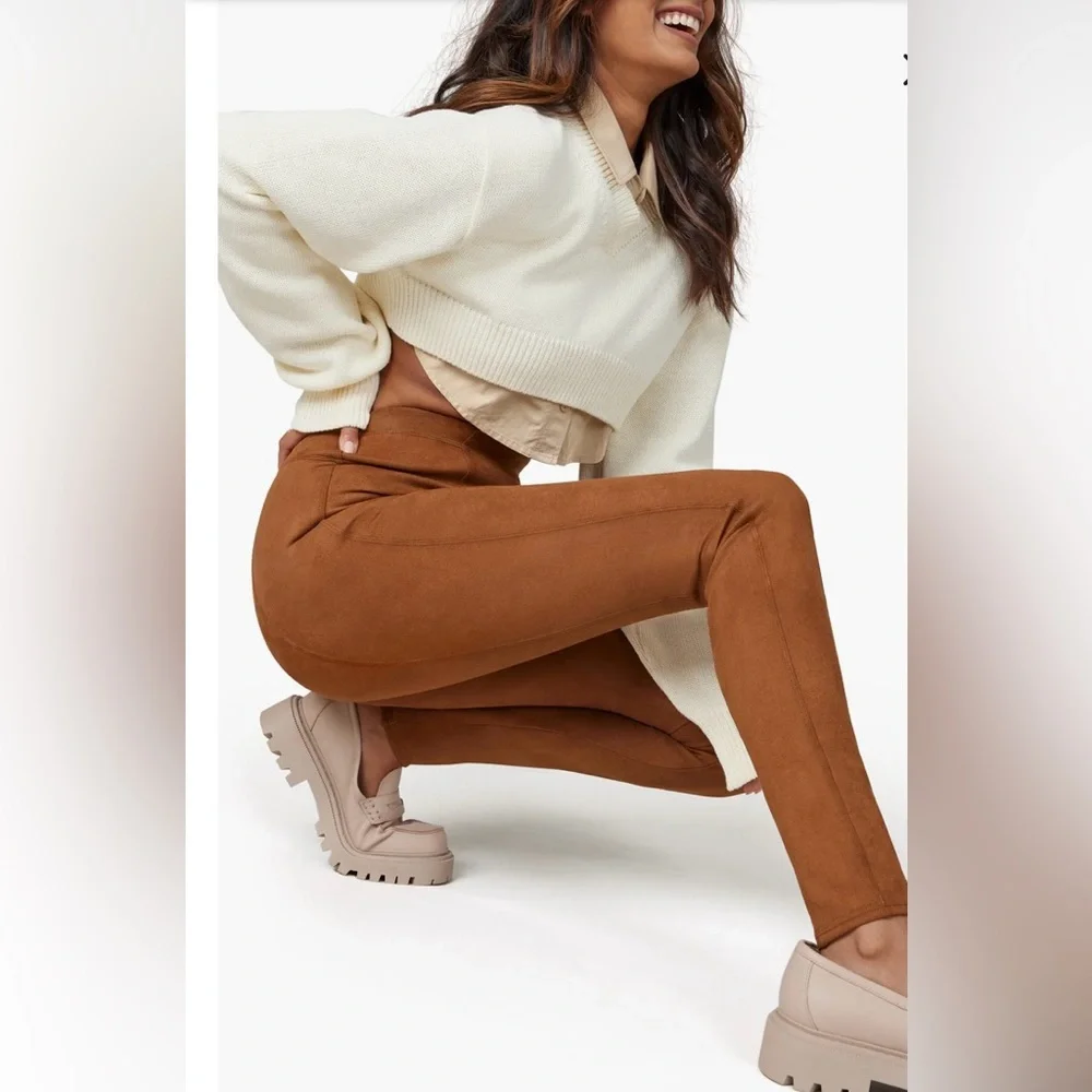 SPANX Faux Suede High-Waisted Leggings - Picture 1 of 12